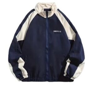 Men's Blue and Cream Windbreaker